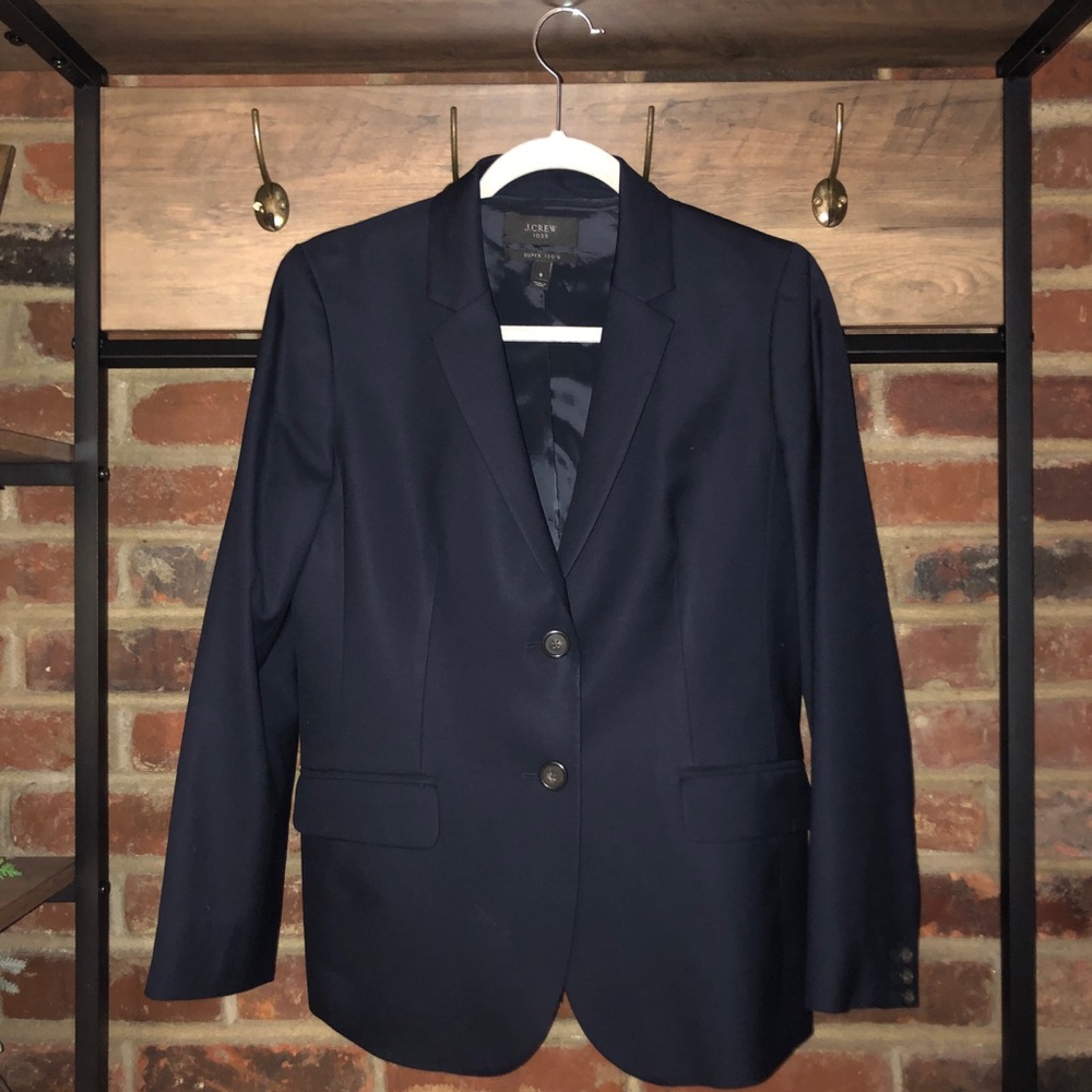 J Crew Navy Blue Wool Super 120s Blazer - Sz 8